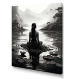 Meditation Yoga Meditative woman in lotus pose 1 - Spiritual Canvas Wall Art