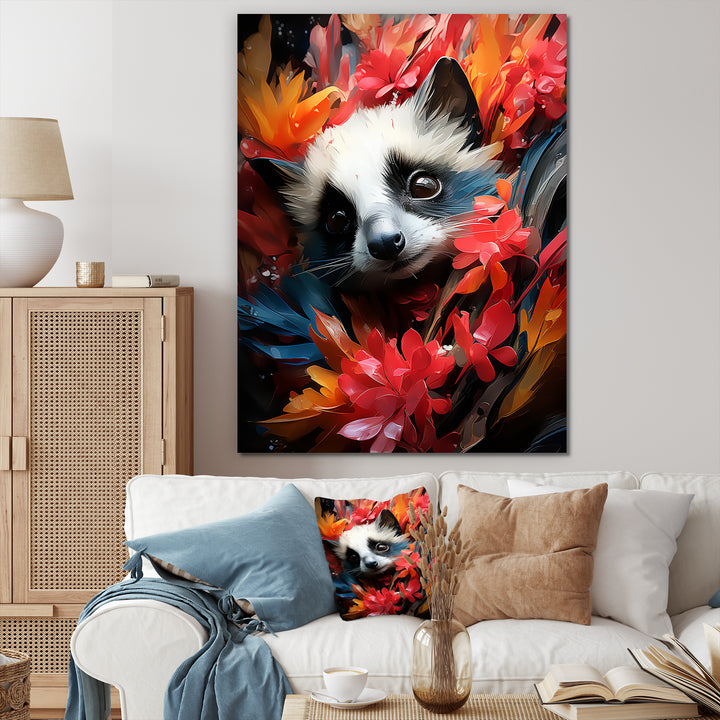 Pink and white floral Meerkat portrait - Meercat Wall Decor