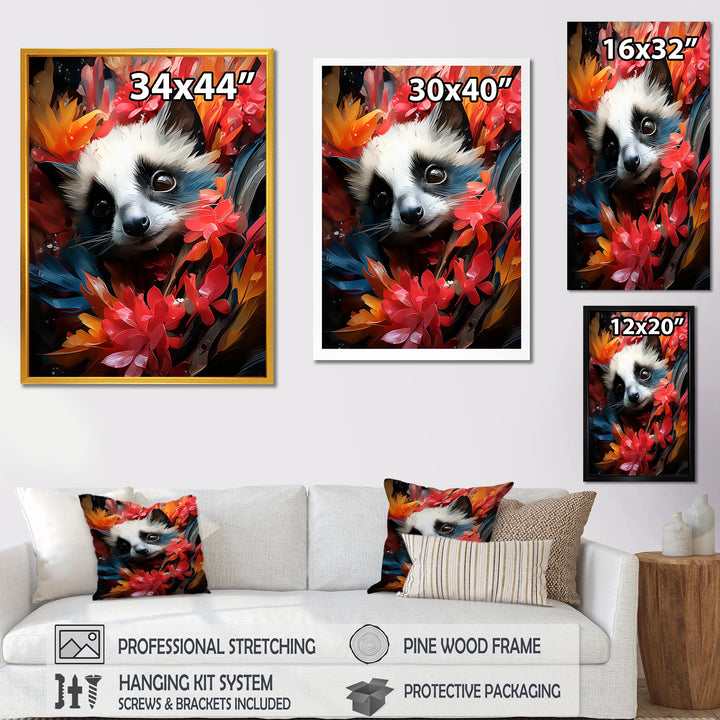 Pink and white floral Meerkat portrait - Meercat Wall Decor