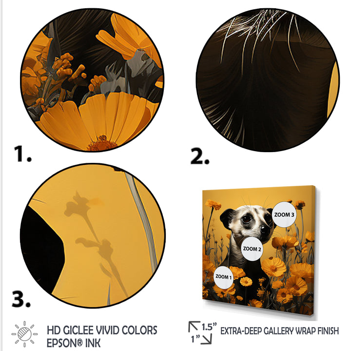 Meerkat Yellow floral meadows - Yellow Meercat Wall Art