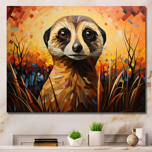 Yellow Meerkat floral meadows - Meercat Framed Canvas Art
