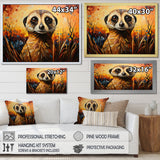 Yellow Meerkat floral meadows - Meercat Framed Canvas Art
