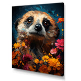 Blue Meerkat floral meadows - Meercat Large Canvas Wall Art