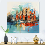 Milan cityscape in orange blue - Cityscapes Canvas Wall Art