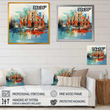 Milan cityscape in orange blue - Cityscapes Canvas Wall Art