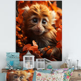 Brown Fall Foliage Monkey - Monkey Bedroom Wall Art
