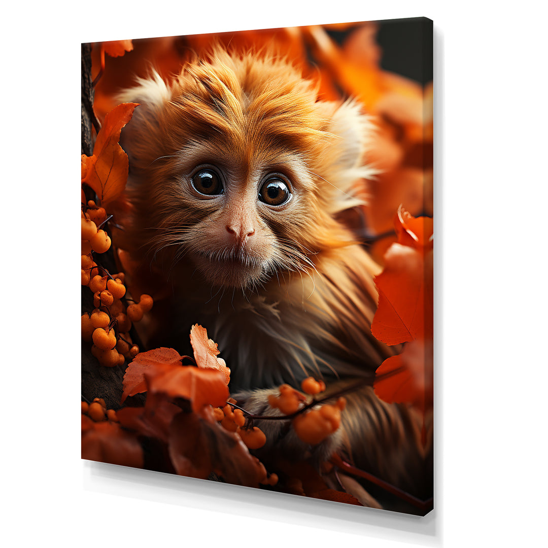 Brown Fall Foliage Monkey - Monkey Bedroom Wall Art