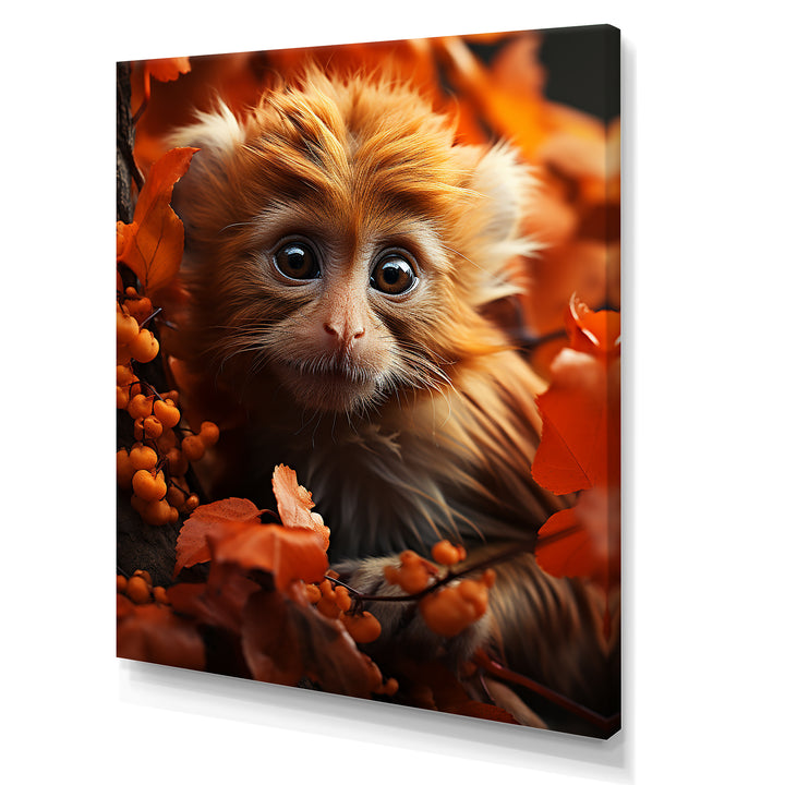 Brown Fall Foliage Monkey - Monkey Bedroom Wall Art