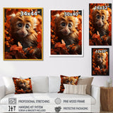 Brown Fall Foliage Monkey - Monkey Bedroom Wall Art