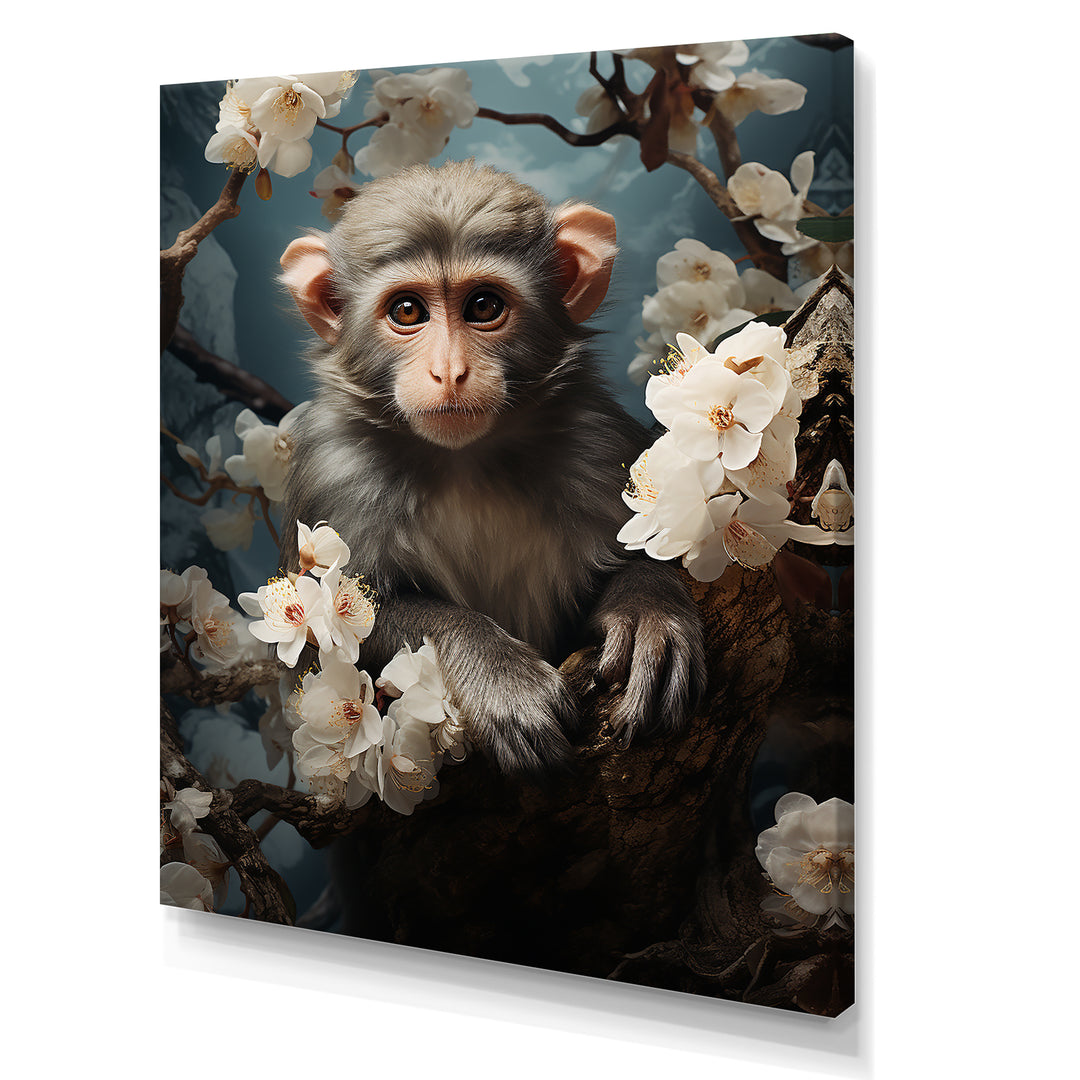 Grey Springtime floral Monkey Palette - Monkey Wall Decor