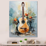 Yellow Fluid Brown Guitar Melody - Music Canvas Wall Art