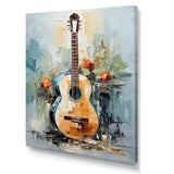 Yellow Fluid Brown Guitar Melody - Music Canvas Wall Art