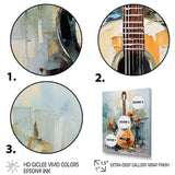 Yellow Fluid Brown Guitar Melody - Music Canvas Wall Art