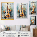 Yellow Fluid Brown Guitar Melody - Music Canvas Wall Art