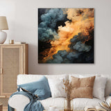 Grey and orange Polar Radiance smoke II - Abstract Canvas Wall Art