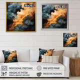 Grey and orange Polar Radiance smoke II - Abstract Canvas Wall Art