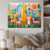 Colorful cute Animal Nursery I - People Canvas Wall Art