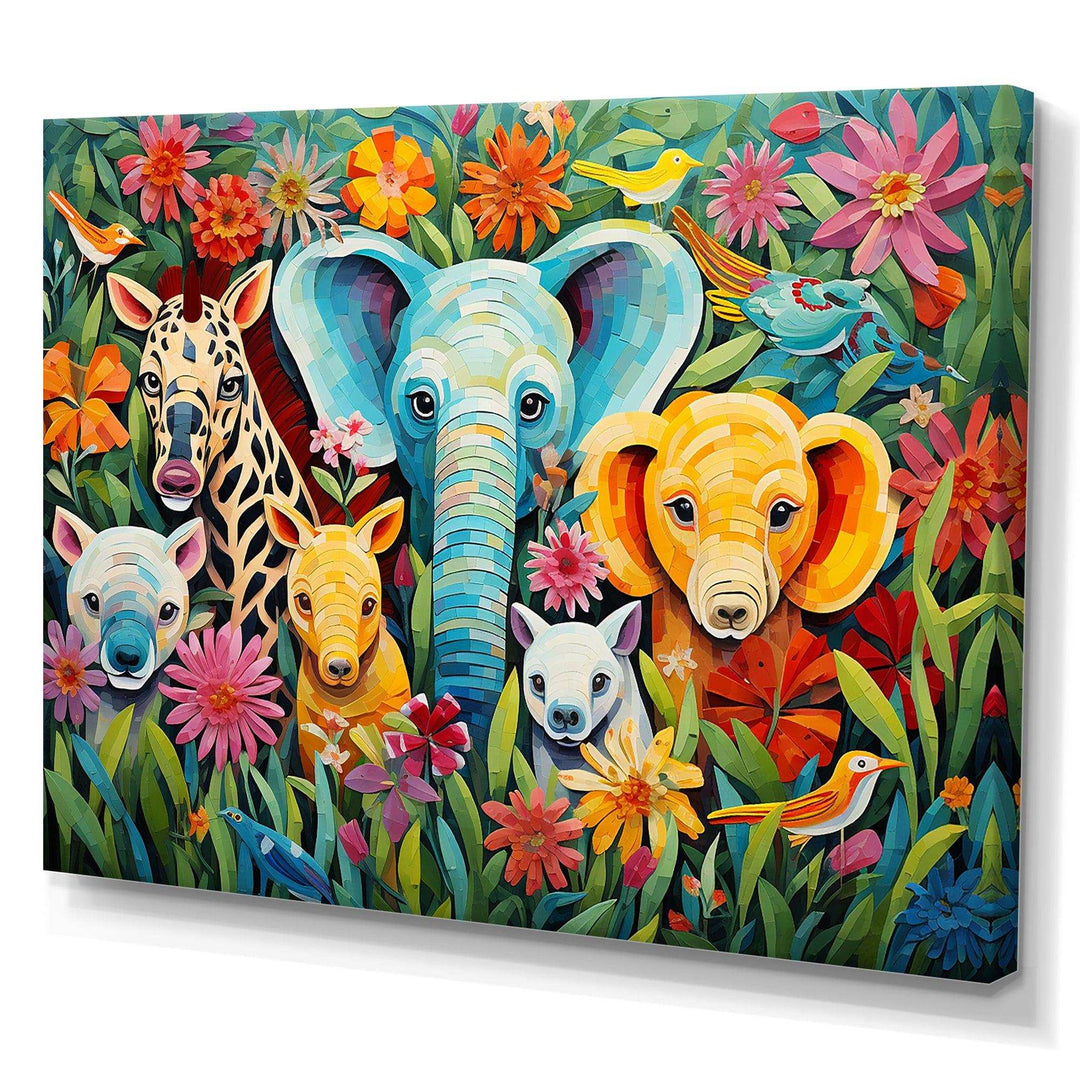 Colorful cute Animal Nursery III - People Canvas Wall Art