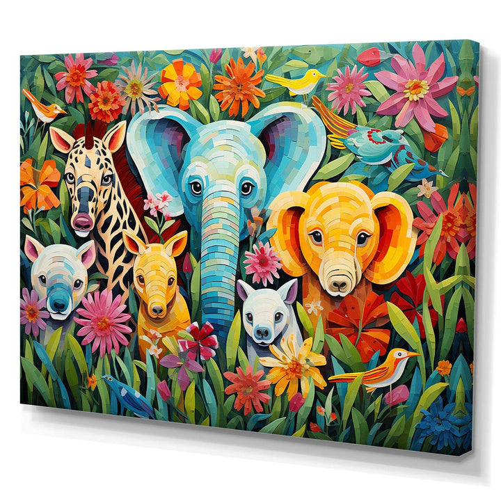Colorful cute Animal Nursery III - People Canvas Wall Art