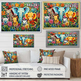 Colorful cute Animal Nursery III - People Canvas Wall Art