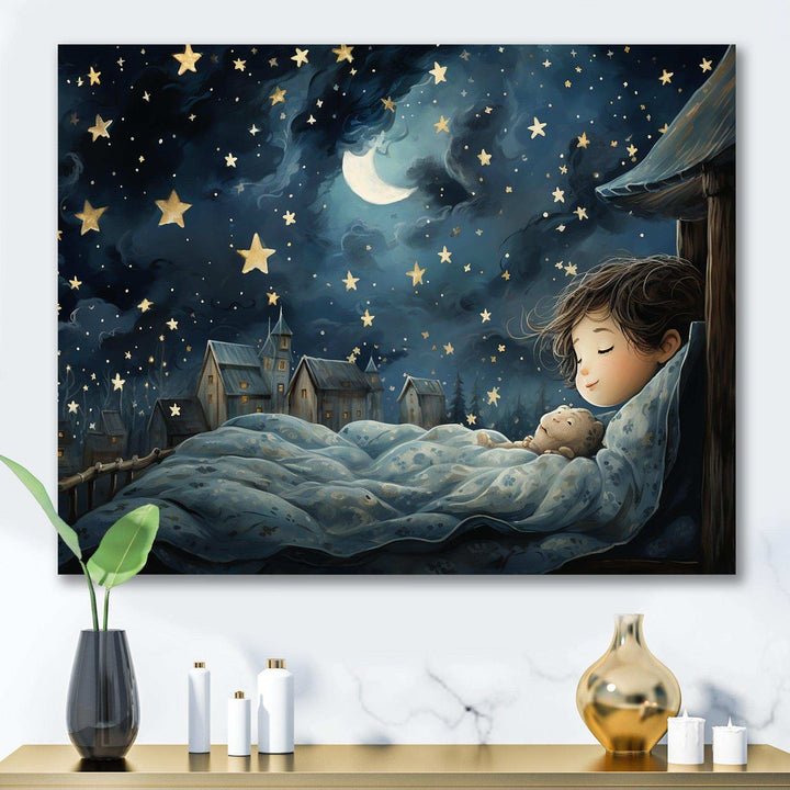 Blue Childhood Haven nursery II - People Canvas Wall Art