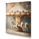 Beige Merry Go Round Carousel - Architecture Canvas Wall Art