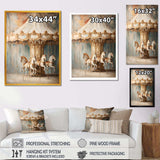 Beige Merry Go Round Carousel - Architecture Canvas Wall Art