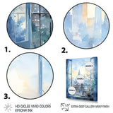 Vintage blue New york window view III - Cityscapes Canvas Wall Art