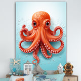 Orange and blue Octopus Tentacle Elegance - Octopus Living Room Wall Art