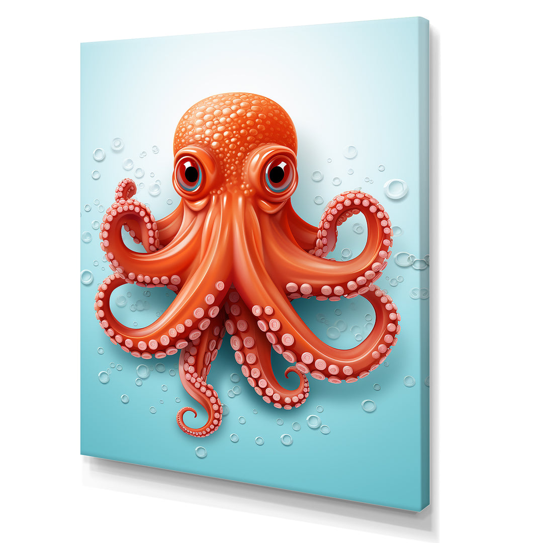 Orange and blue Octopus Tentacle Elegance - Octopus Living Room Wall Art