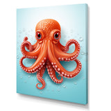 Orange and blue Octopus Tentacle Elegance - Octopus Living Room Wall Art