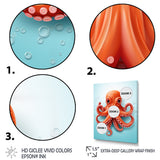 Orange and blue Octopus Tentacle Elegance - Octopus Living Room Wall Art