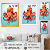 Orange and blue Octopus Tentacle Elegance - Octopus Living Room Wall Art