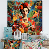 Colorful Fridas Floral Masterpiece I - People Canvas Wall Art