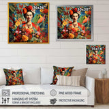 Colorful Fridas Floral Masterpiece I - People Canvas Wall Art