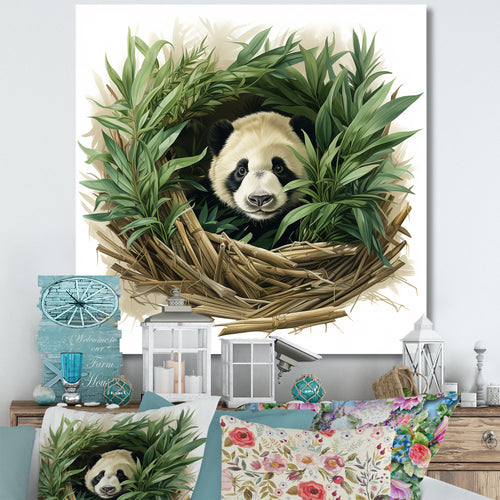 Green Bamboo Dwelling Panda - Panda Canvas Wall Art
