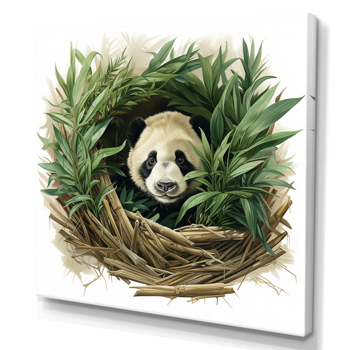 Green Bamboo Dwelling Panda - Panda Canvas Wall Art