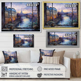 Paris Window View sunset - Cityscapes Canvas Wall Art