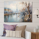 Winter Paris eiffel tower city charm I - Cityscapes Canvas Wall Art