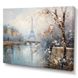 Winter Paris eiffel tower city charm I - Cityscapes Canvas Wall Art