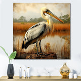 Black Pelican by the shore - Pelican Bedroom Wall Art