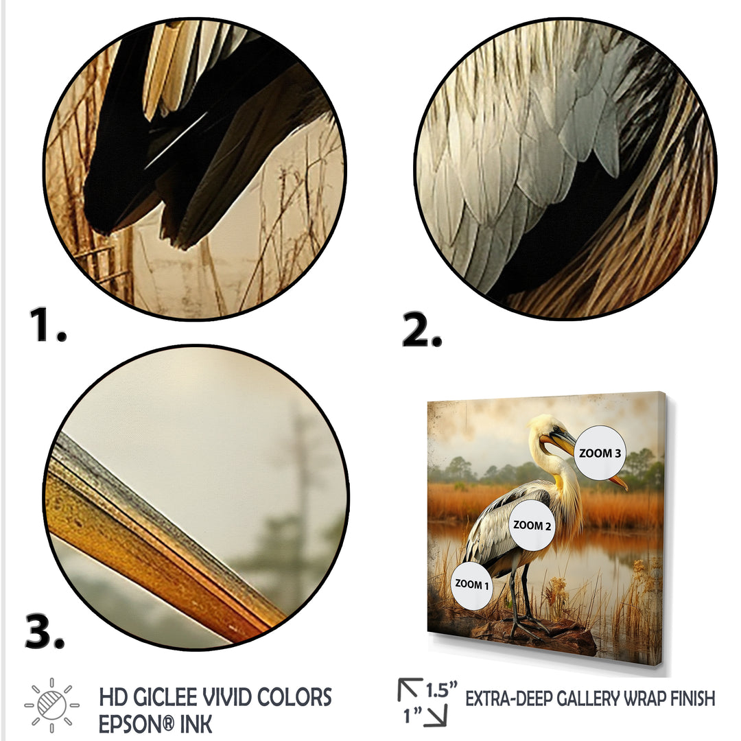 Black Pelican by the shore - Pelican Bedroom Wall Art