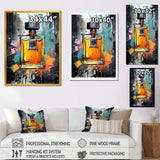 Gold and blue Fragrant bottles of art deco perfumes 1 - Fashion Canvas Wall Art