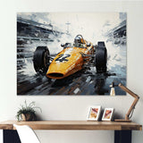 Yellow and black vintage Grand Prix Racing  formula car  I - Architecture Canvas Wall Art