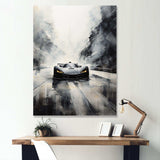 Grey minimalist race car tracks  I - Architecture Canvas Wall Art