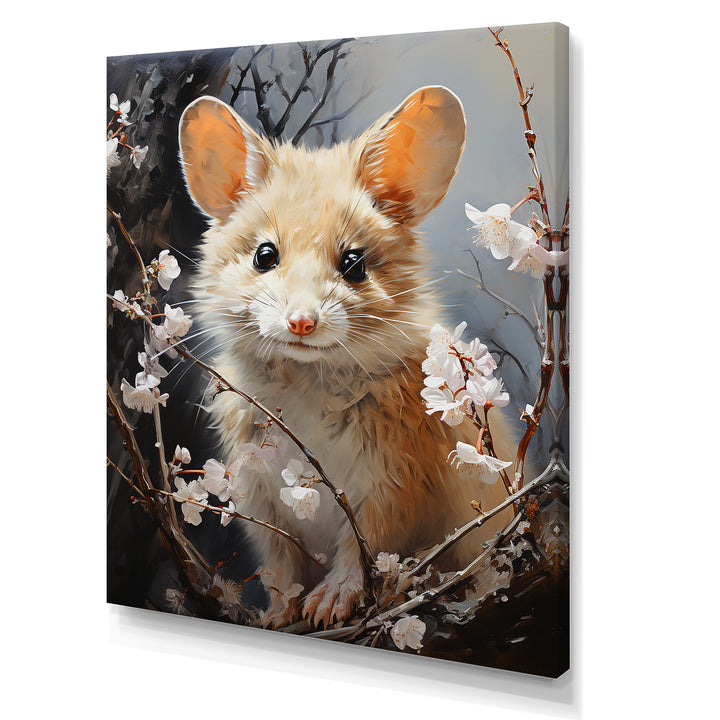 Curious Meadow Mouse rodent - White Rodent Wall Art