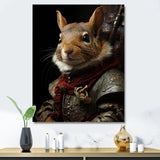 Medieval Squirrel Portrait in Armor - Rodent Framed Canvas Art