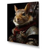 Medieval Squirrel Portrait in Armor - Rodent Framed Canvas Art