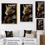 Medieval Squirrel Portrait in Armor - Rodent Framed Canvas Art