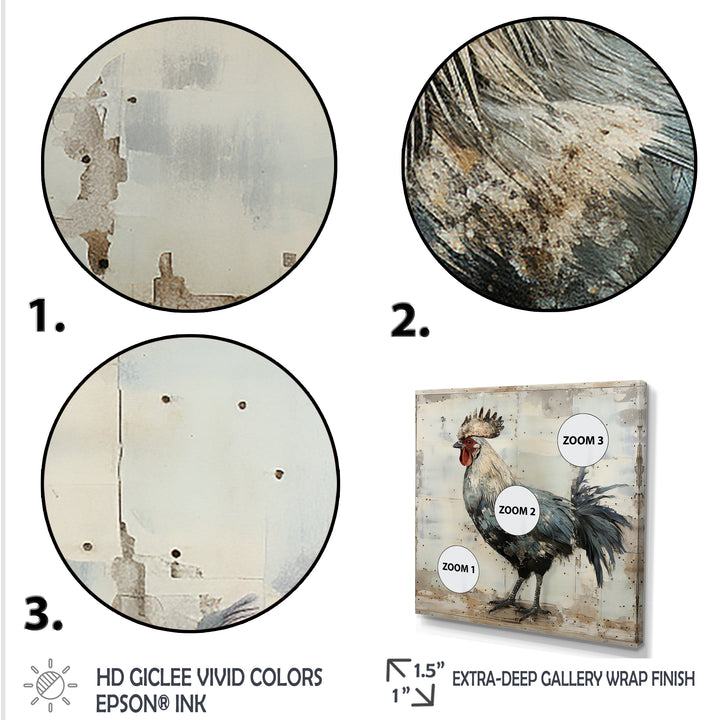 Grey Roosters Farm yard freedom - Rooster Canvas Wall Art